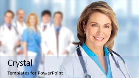  Presentation with clinic - Presentation design with clinical health - elderly clinic doctor woman background and a light blue colored foreground