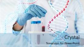  Presentation with blood dna - Presentation design with clinical laboratory and dna background and a light blue colored foreground