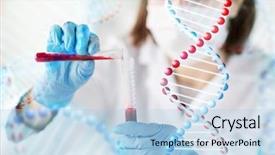  Presentation with blood dna - Audience pleasing presentation theme consisting of clinical laboratory over dna backdrop and a light blue colored foreground