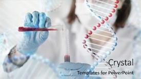  Presentation with clinical research - Cool new PPT theme with clinical laboratory over dna backdrop and a light blue colored foreground