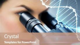  Presentation with clinical research - Colorful presentation design enhanced with clinical laboratory with dna backdrop and a coral colored foreground