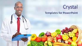  Presentation with clinical nutrition - Colorful PPT theme enhanced with clinical nutrition - african-american doctor man health care backdrop and a sky blue colored foreground
