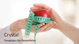  Presentation with clinical nutrition - PPT layouts consisting of clinical nutrition - hand of nutritionist giving apple background and a lemonade colored foreground