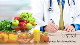  Presentation with doctor office - Beautiful presentation theme featuring clinical nutrition - nutritionist doctor man with vegetables backdrop and a yellow colored foreground