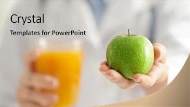  Presentation with weight loss - Beautiful PPT theme featuring clinical nutrition - nutritionist holding apple in hand backdrop and a light gray colored foreground