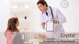 Presentation with pregnant woman doctor - Presentation theme consisting of clinical nutrition - pregnant woman visiting doctor discussing background and a soft green colored foreground