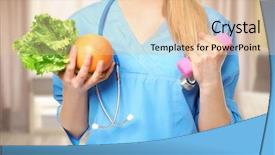  Presentation with dietitian - Cool new PPT theme with clinical nutrition - weight loss concept young dietitian backdrop and a lemonade colored foreground