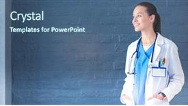  Presentation with clinical nutrition - PPT layouts enhanced with clinical nutrition - woman doctor with stethoscope standing background and a ocean colored foreground