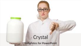  Presentation with protein - PPT theme having clinical nutrition - young female doctor holding jar background and a light gray colored foreground