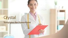  Presentation with clinical nutrition - Cool new slide set with clinical nutrition - young female nutritionist with clipboard backdrop and a lemonade colored foreground