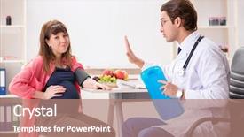  Presentation with pregnant woman doctor - PPT theme consisting of clinical nutrition baby - pregnant woman visiting doctor discussing background and a  colored foreground