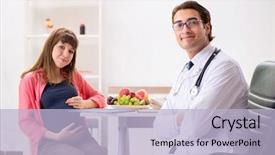  Presentation with pregnant woman doctor - Audience pleasing slides consisting of clinical nutrition baby - pregnant woman visiting doctor discussing backdrop and a  colored foreground