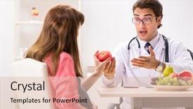  Presentation with clinical nutrition - Slide set with clinical nutrition baby - pregnant woman visiting doctor discussing background and a  colored foreground