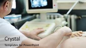  Presentation with pregnant woman doctor - Cool new slide set with clinical pathology - pregnant woman checked by doctor backdrop and a coral colored foreground