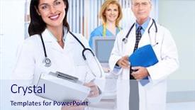  Presentation with doctor family - Amazing PPT theme having clinical practice - smiling family doctor woman backdrop and a sky blue colored foreground