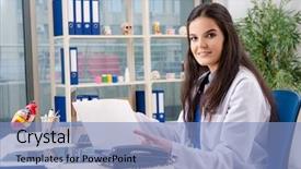  Presentation with cardiologist - Beautiful slide deck featuring clinical record - female doctor cardiologist working backdrop and a light blue colored foreground