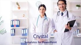  Presentation with clinic - Presentation theme consisting of clinical record - two young doctors working background and a  colored foreground