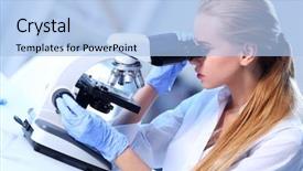  Presentation with female leader social media - Presentation theme consisting of clinical scientist - young female medical technician working background and a light blue colored foreground