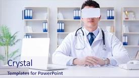  Presentation with simulation - PPT layouts consisting of clinical simulation - young doctor with vr virtual background and a sky blue colored foreground