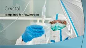  Presentation with intensive care unit - Cool new slide deck with clinical-staff-in-protective-clothing backdrop and a light gray colored foreground