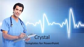  Presentation with cardiologist - Audience pleasing PPT theme consisting of clinical study - medical doctor cardiologist over blue backdrop and a teal colored foreground