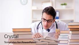  Presentation with medical student - Audience pleasing presentation design consisting of clinical study - medical student preparing for university backdrop and a  colored foreground