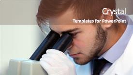  Presentation with laboratory chemical - Amazing presentation having clinical study - serious clinician studying chemical element backdrop and a  colored foreground