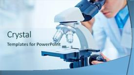  Presentation with chemist - Audience pleasing slide set consisting of clinical study - young female chemist studying new backdrop and a  colored foreground