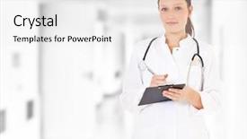  Presentation with healthcare person saving medical - Cool new presentation with clinical studz - young medical professional backdrop and a  colored foreground