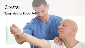  Presentation with physiotherapist - Amazing theme having clinical training - physiotherapist working with elderly patient backdrop and a lemonade colored foreground