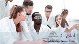  Presentation with biochemistry research laboratory - Presentation design consisting of clinicians experimentation in research laboratory background and a lemonade colored foreground