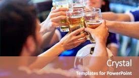  Presentation with soccer fans - Theme having clinking beer glasses at bar background and a coral colored foreground