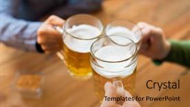  Presentation with pub - Presentation theme consisting of clinking beer mugs at bar background and a gold colored foreground