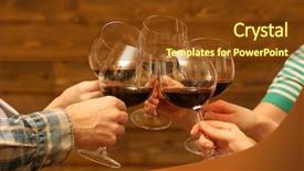  Presentation with white wine and red - Theme enhanced with clinking glasses of red wine background and a tawny brown colored foreground