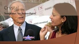  Presentation with cinema - Amazing PPT layouts having clint-eastwood-and-dina-ruiz backdrop and a coral colored foreground