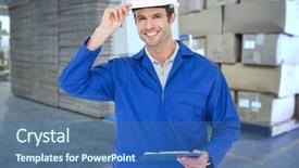  Presentation with cardboard or brown board paper - Presentation theme consisting of clip board against cardboard boxes background and a ocean colored foreground