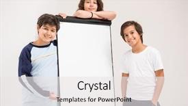  Presentation with kids space - Cool new presentation theme with clipart - group of kids holding white backdrop and a white colored foreground