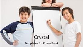  Presentation with kids space - PPT layouts enhanced with clipart - group of kids holding white background and a light gray colored foreground