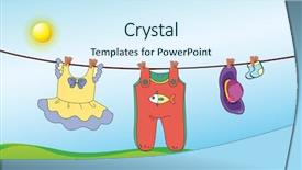  Presentation with clothing - Colorful slide set enhanced with sun clipart - illustration of a child's washed backdrop and a  colored foreground