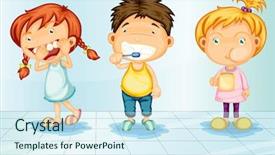  Presentation with vector - Beautiful presentation theme featuring clipart - kids caring for teeth illustration backdrop and a cool aqua colored foreground