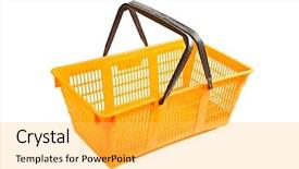  Presentation with plastic - PPT theme enhanced with clipart - plastic shopping basket isolated background and a yellow colored foreground