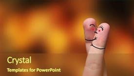  Presentation with valentines day - Theme consisting of clipart graphics - happy finger hug on valentines background and a tawny brown colored foreground