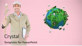  Presentation with digital globe on forex - Beautiful slide set featuring clipboard against low poly globe backdrop and a lemonade colored foreground