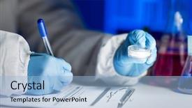  Presentation with making medicine - Presentation design consisting of clipboard and making test background and a light blue colored foreground