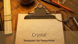  Presentation with parchment paper - PPT theme consisting of clipboard-and-old-parchment background and a yellow colored foreground