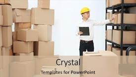  Presentation with warehouse cartoon - Beautiful PPT layouts featuring clipboard and pointing on cartoon backdrop and a soft green colored foreground