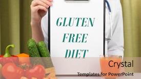  Presentation with medical clipboard - Amazing PPT theme having clipboard and text gluten free backdrop and a coral colored foreground