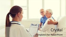  Presentation with health care - PPT theme featuring clipboard at hospital ward background and a soft green colored foreground