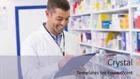  Presentation with hospital pharmacy - Presentation featuring  background and a  colored foreground