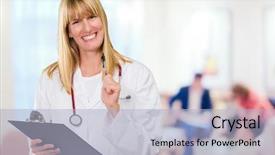  Presentation with female hypnotist - Slide deck with clipboard in a waiting area background and a light blue colored foreground